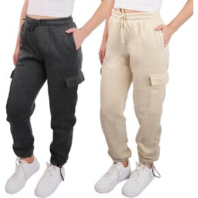 [2 Pack] Cargo Jogger Pants for Women Casual Lounge Sweatpants Ultimate Comfort and Super Soft Feel