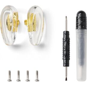 Dhoptic Silver Eyeglass Nose Pad,1 Pair of Built-In Copper Core Glasses Airbag Nose Pads and 2 in 1 Functional Screwdrivers