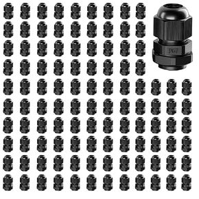 PG7 Gland Black Plastic Waterproof Connector Gland 3-6.5mm Dia Cable (300 PCS)