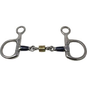 CHALLENGER Stainless Steel 3-Piece Dog Bone Snaffle Baucher Bit w/Copper Rings 35433