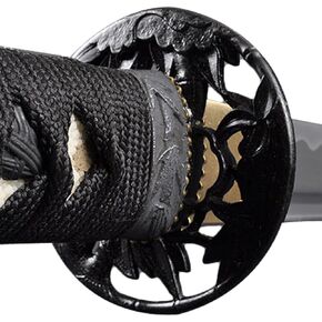 Handmade Sword - Unsharpened Iaito Trainging Katana Sword, Handmade, Aluminium Alloy Blade, Full Tang, Brass Fittings, Alloy Bamboo Design Tsuba, Black Scabbard
