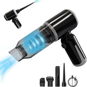 Flla Cordless Vacuum Cleaner-Mini Air Duster, Portable Handheld Vacuum, 3 in1Dry Use for Car Keyboard,Dust Buster & Air Blower for Kitchen, 5500PA Suction,Inflate/Deflate Swim Ring (Black)