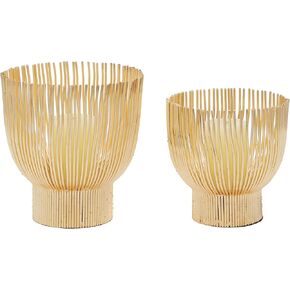CosmoLiving by Cosmopolitan Metal Tealight Candle Holder, Set of 2 9", 8"H, Gold