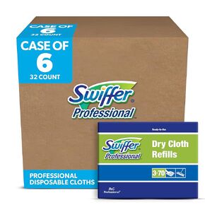 P&G Professional Heavy Duty Sweeper Mop Refills by Swiffer Professional, 10-inch Wide Duster Dry Cloth Refills, Ideal for Industrial/Commercial use on Hardwood, Tile or for Hand Dusting, 32 Cloths per Box (Case of 6)