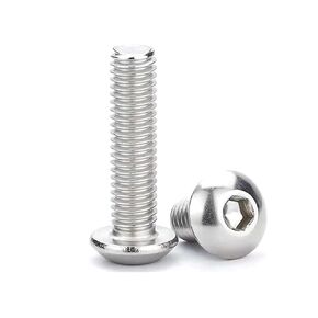 M2.5-0.45 x 4mm Button Head Socket Cap Screws, Stainless Steel 304, Full Thread, Allen Socket Drive, Heavy Duty Machine Hexagon Screw Drive 100 PCS
