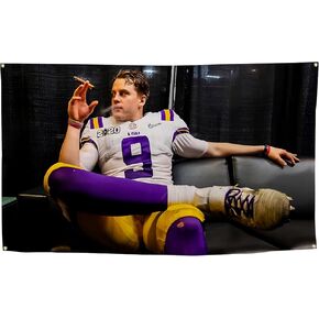 Joe burrow smoking cigar Poster Flag Aesthetic Decorative Durable 3x5 Feet Flag Suitable For Indoor And Outdoor Decorate for College Dorm Room ,Parties, travel, filming, events, festivals Decor Wall