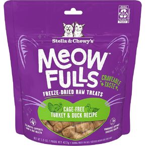 Stella & Chewy's Meowfulls Freeze Dried Cat Treats Whitefish & Salmon Recipe, 1.5 oz Bag