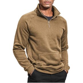 Lexiart Men's Quarter Zip Sweatshirt Thermal Mock-Neck Long Sleeve Pullover Sweatshirts with Pocket