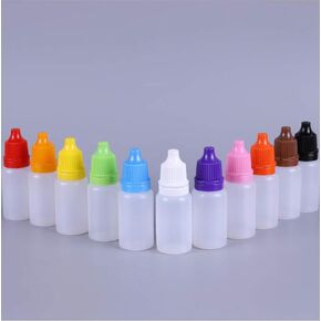 100 Pcs 10ml Empty Plastic Squeezable Dropper Bottles Eye Liquid Essential Oil Dropping Bottles with Mixed Color Caps