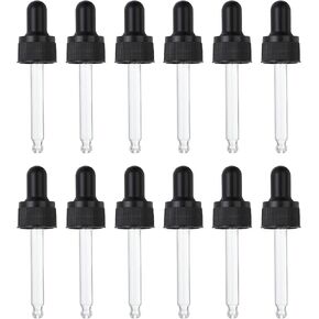 PATIKIL Glass Eye Dropper Caps, 12 Pcs Plastic Glass Dropper Closure Top for 100ml(3.4oz) Essential Oils Bottle, Perfume, Lab Experiments, Black