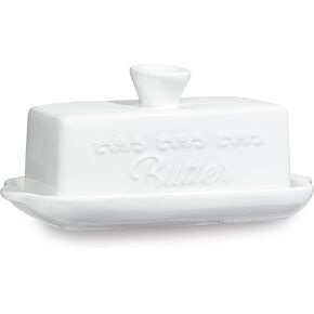 Sheffield Home White Butter Dish with Lid - Stylish and Practical, Dishwasher and Microwave Safe - 7"x3"x4" Convenience for Your Kitchen