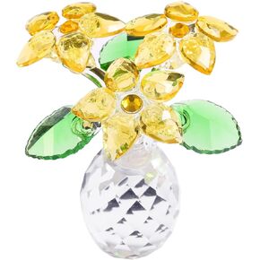 Crys&Gems Handmade Crystal Poinsettia Figurines Ornament Home Decoration Collection, Birthday Gift Wedding Gift Holiday Christmas Thanksgiving Gift, Wedding Decoration (Yellow)