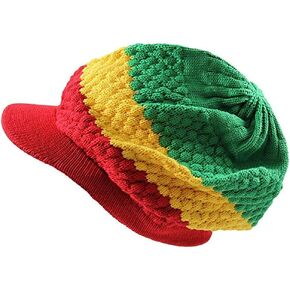 Rasta Hat for Dreadlocks.Beanie hat with Rasta Stripe.(RH4) Mens Tams. Jamaican Style Hats for Men and Women.