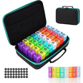Monthly Pill Organizer Box 2 Times a Day, Portable Travel Pill Box with 32 AM PM Daily Pocket Case, Pill Holder 30 Day Holds Vitamin, Cod Liver Oil & Supplement