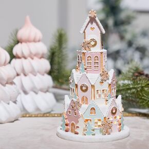 Braxio Gingerbread House Christmas Decorations Indoor - Resin Christmas Gingerbread House with Led Light Indoor Home Decor Mens Gifts for Christmas 6.5 * 5.5 * 13.5 Inch