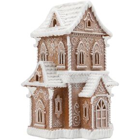 Braxio Gingerbread House Christmas Decorations Indoor - Resin Christmas Gingerbread House with Led Light Indoor Home Decor Mens Gifts for Christmas 6.5 * 5.5 * 13.5 Inch