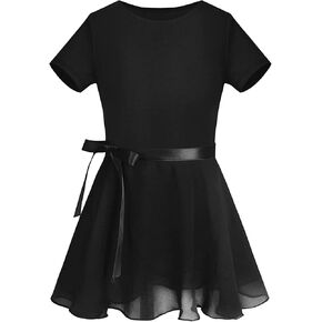 Girls Classic Short Sleeve Gymnastics Leotard With Dance Skirt Tutu Dress Ballerina Costume Ballet bodysuits Outfit