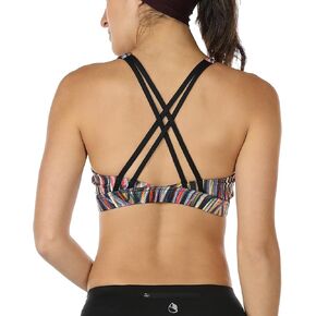 icyzone Workout Sports Bras for Women - Strappy Sports Bra Padded for Yoga, Running, Fitness - Athletic Activewear Tops