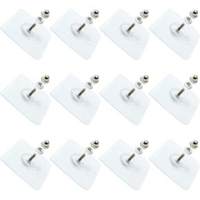 12 Pcs Adhesive Hooks Screw Hanging Wall Hooks Transparent Waterproof Reusable Seamless Sticky Hooks for Kitchens, Bathroom, Office(Screw Length: 0.5inch)