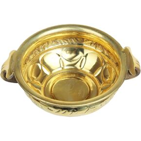 Single Urali Brass Pure Brass Hammered Design Urli Decorative Bowl, Home Décor & Indian Traditional Festival Item for Pooja Decoration (Diameter:- Height 5.5 Inch X Length 7 Inch)(Golden)