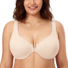 CALVENA Women's Full coverage Underwire Comfort Support Racerback Front Closure Bra Beige 40D