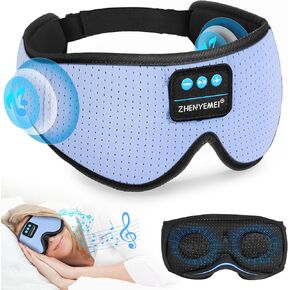 Bluetooth Sleep Headphones White Noise Sleep Mask | 3D Eye Mask for Sleeping | Relaxing Soothing Sounds | 16hrs Playingtime | Light Blocking | Auto - Off Timer | Best for Sleeper(Light Purple)