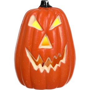 Light Up Pumpkin Halloween Jack-O Lantern Plastic Halloween Thanksgiving Day Pumpkin Decorations for Indoor Outdoor Tabletop Orange