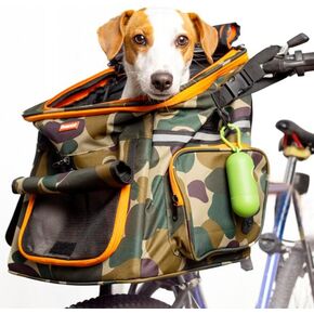 Dog Bike Basket - Premium Small Dog Basket for Bike, Durable Dog Bike Carrier, Secure Pet Basket for Bike Rides with Safety Strap, Bike Dog Carrier Backpack Carrier with Dog Poop Bag Dispenser