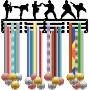 CREATCABIN Triathlon Medal Hanger Display Sports Medal Holder Iron Swim Bike Run Competition Wall Hanging Rack Frame Hook Display for Runner Swimmer Athlete Gift Over 60+ Medals 15.7 x 5.9 Inch