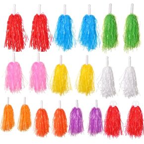 gofidin 12Pairs Pom Poms Cheerleading Sports Spirited Plastic Cheer Pompoms with Handles for Kids Adults Team Party Dance Cheering