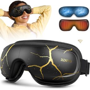 RENPHO Eyeris Kintsugi Eye Massager with Heat and Cooling, FSA/HSA Eligible Voice Control Eye Massager for Magraines, Bluetooth Eye Care Device for Relaxation, Removable Gel Mask,Gift for Men/Women
