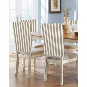 Cream Striped Chair Covers Set of 4 for Dining Room, Cream White Stripes Chair Back Cover, Modern Farmhouse Removable Kitchen Chair Slipcovers Seat Protector for Party Banquet Decorations