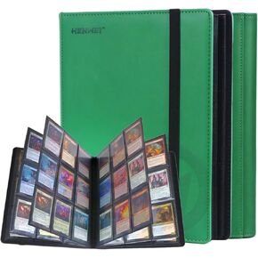 Trading Card Binder 9 Pocket,PU Leather Cover Card Collection Binder for 360 Cards, Side Loading Card Binder, Premium Card Album for YuGiOh, MTG, TCG, Game Cards & Sports Cards, Green in Saudi Arabia