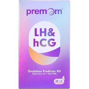 Premom Quantitative Ovulation Predictor Kit: 25 Ovulation Test Strips + 5 Pregnancy Test Strips Combo, with Smart Digital Ovulation Reader App - Accurate Numerical LH Tests