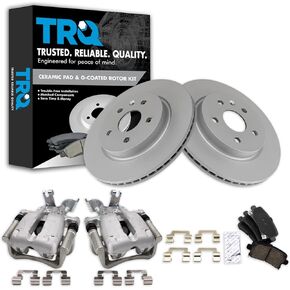 TRQ Rear Brake Calipers Ceramic Pads Rotors Compatible with 03-09 Lexus GX470 01-07 Sequoia