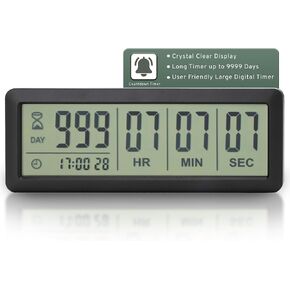 Large LCD Digital Countdown Clock and Timer - Up to 999 Days - Countdown Timer, Retirement Clock, Count Down Clock for Retirement, Large Digital Timer for Events, Big Display Timer(Black)
