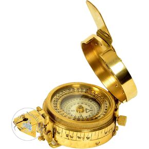 Vintage Old Style Military Compass Nautical Pocket Shiny Brass British Prismatic Compass an