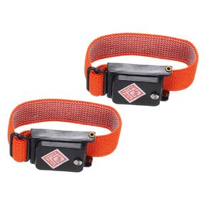 MECCANIXITY 2pcs Anti Static Wrist Strap, ESD Antistatic Bracelet Adjustable Cordless with Spare Bracelet for Computer Electronics Repair Black Orange
