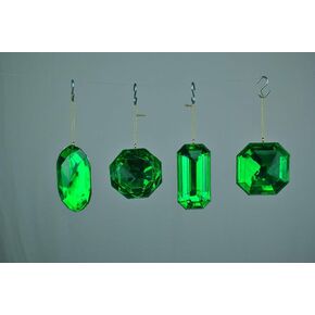 4 Pack Jewel Christmas Ornaments, 5", Green, 4 Count