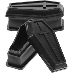 DECHOUS 2Pcs Mini Coffin, Halloween Mini Coffin Boxes, Black Coffin Treat Box Miniature Coffin Halloween Coffin Props Halloween Coffin Candy Boxes with Lids for Halloween Party Decoration
