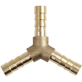 6mm Brass Hose Barb Fitting Y-Shaped 3 Way Connector for Air Water Gas Oil