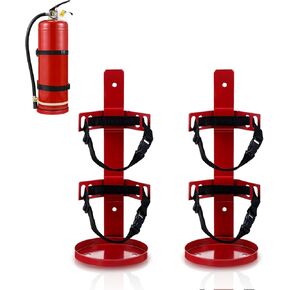 Suzile 2 Pcs Fire Extinguisher Metal Bracket Fire Extinguisher Holder Wall Mount Compatible with 5 Pound Fire Extinguishers (Red)