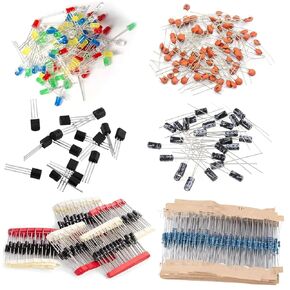 1500Pcs Electronics Component Assortment Kit,DIP Metal Film Resistors, LED Diodes, Common Diodes, Transistors, Electrolytic Capacitor,Ceramic Capacitors