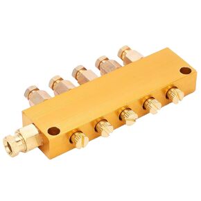 Oil Distributor, Adjustable Brass Lube Piston Separator, Divider Valve Lubrication System (1 in 6 out)