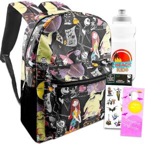 Nightmare Before Christmas Backpack Set - Bundle with 16" Jack Skellington Backpack, Water Bottle, Stickers, and More | Nightmare Before Christmas Backpack for Kids