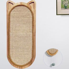 L Shape Cat Scratcher, Sisal Cat Wall Scratcher with Cat Ball Toy, Wood Cat Scratching Board for Couch Protector, Cardboard Cat Scratching with Ball Toy, Cat Wall Furniture for Cats