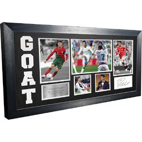 Cristiano Ronaldo GOAT Black or White Mount Real Madrid Manchester United Juventus Portugal Signed Autographed Photo Photograph Picture Frame Football Soccer Poster Gift (Black Mount)