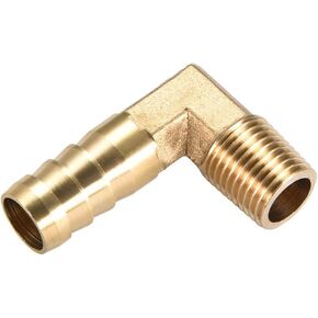 Brass Hose Barb Fittings - 90 Degree Elbow Brass 10mm Barbed Reducer Apply to Water Fuel (1/8 PT Male Pipe)