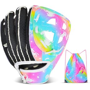 Kids Baseball Glove Softball Gloves for Girls, Baseball Mitts with Drawstring Bag, Teeball Gloves for Training and Beginner,Left Hand Gloves, Right Hand Throw