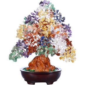 Jovivi Feng Shui Natural Amethyst Crystal Money Tree Resin Base Healing Stones Bonsai Style Tree Large Decoration for Wealth and Luck 9.5 Inches
